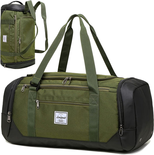 Stylish 40L Travel Duffle Bag for Men & Women - Versatile Gym Bag with Wet Pocket & Shoe Compartment - Perfect for Weekend Getaways & Overnight Trips - Green
