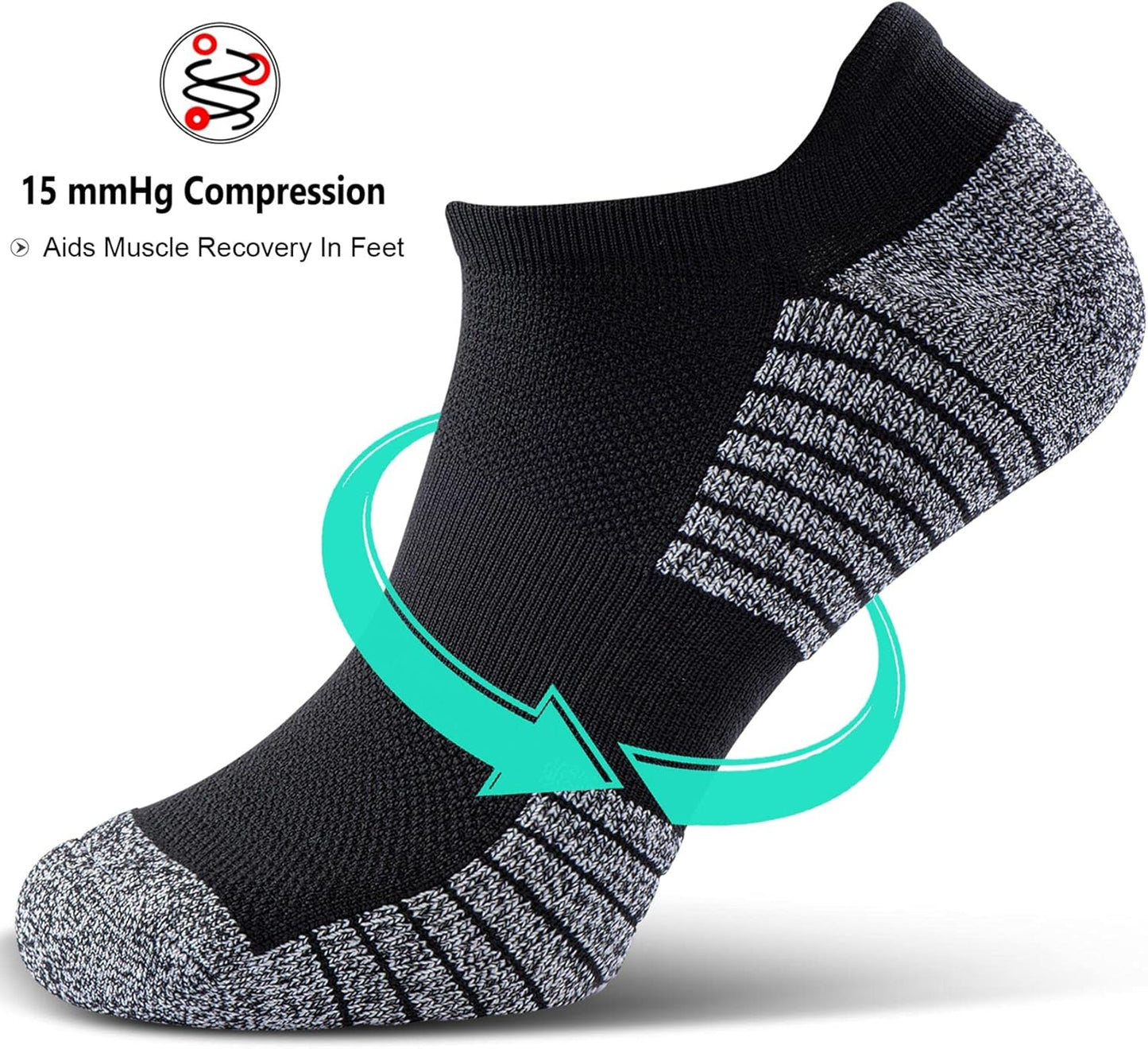 Ultimate No Show Sports Compression Socks for Men & Women - Boost Circulation (4/8 Pack)