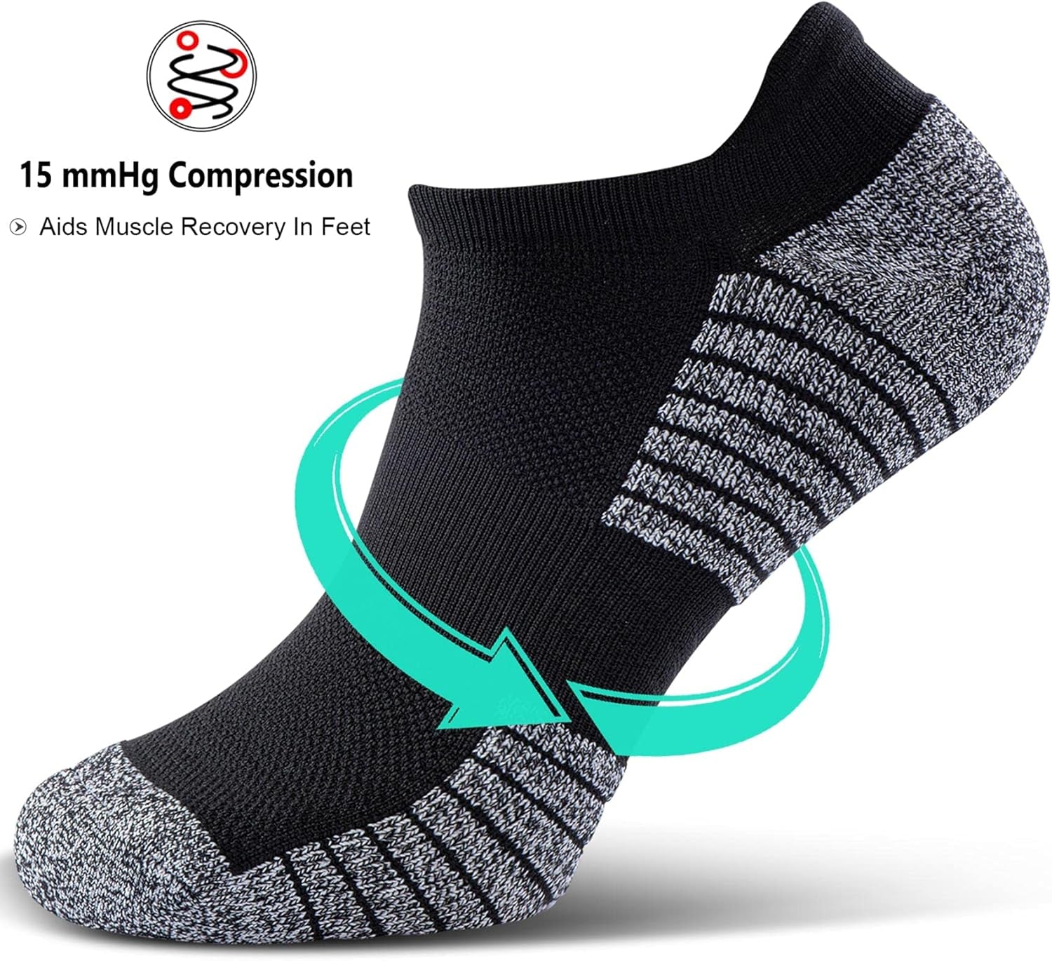 Ultimate No Show Sports Compression Socks for Men & Women - Boost Circulation (4/8 Pack)