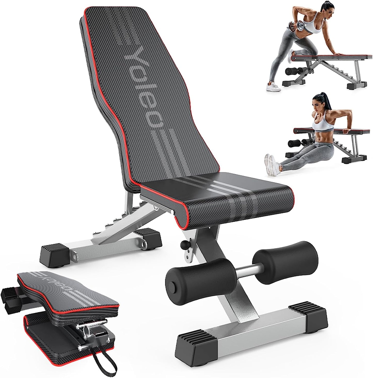 Versatile Adjustable Weight Bench - Foldable Strength Training for Full Body Workouts at Home - Quick Folding & Fast Adjustment (Black)