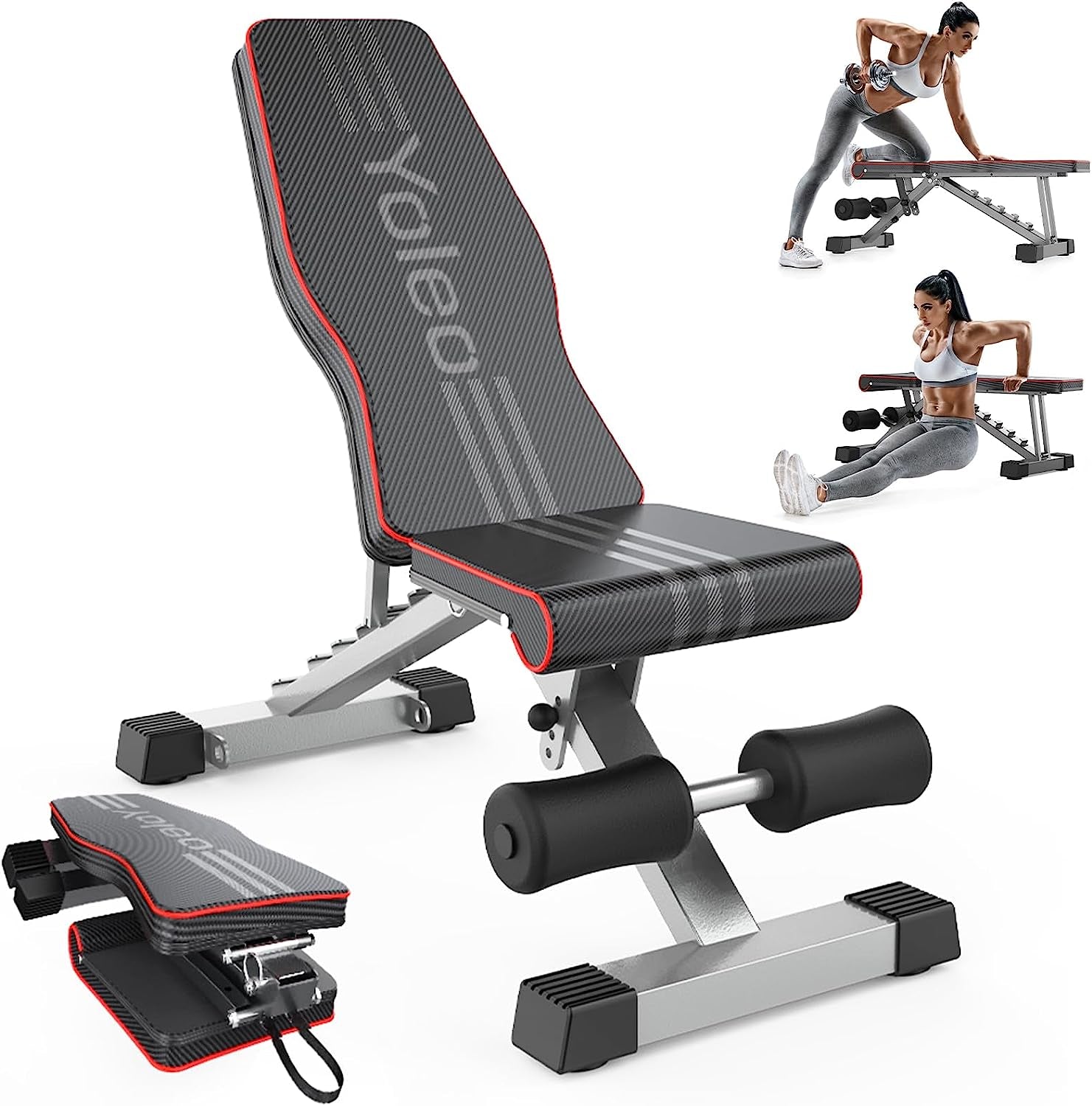 Versatile Adjustable Weight Bench - Foldable Strength Training for Full Body Workouts at Home - Quick Folding & Fast Adjustment (Black)