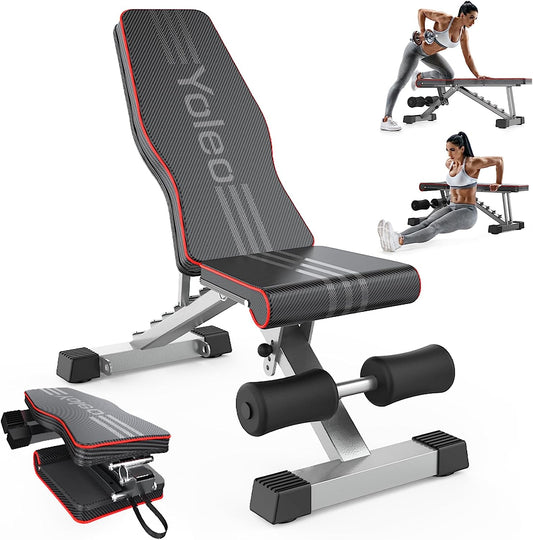 Versatile Adjustable Weight Bench - Foldable Strength Training for Full Body Workouts at Home - Quick Folding & Fast Adjustment (Black)