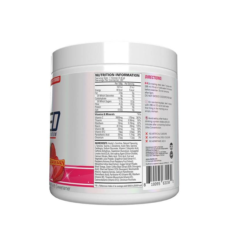 Ehplabs Oxyshred Ultra Concentration Pre Workout Powder - 33 Servings of Sugar-Free, Vegan-Friendly Energy for Optimal Performance - 150mg Caffeine for Men and Women