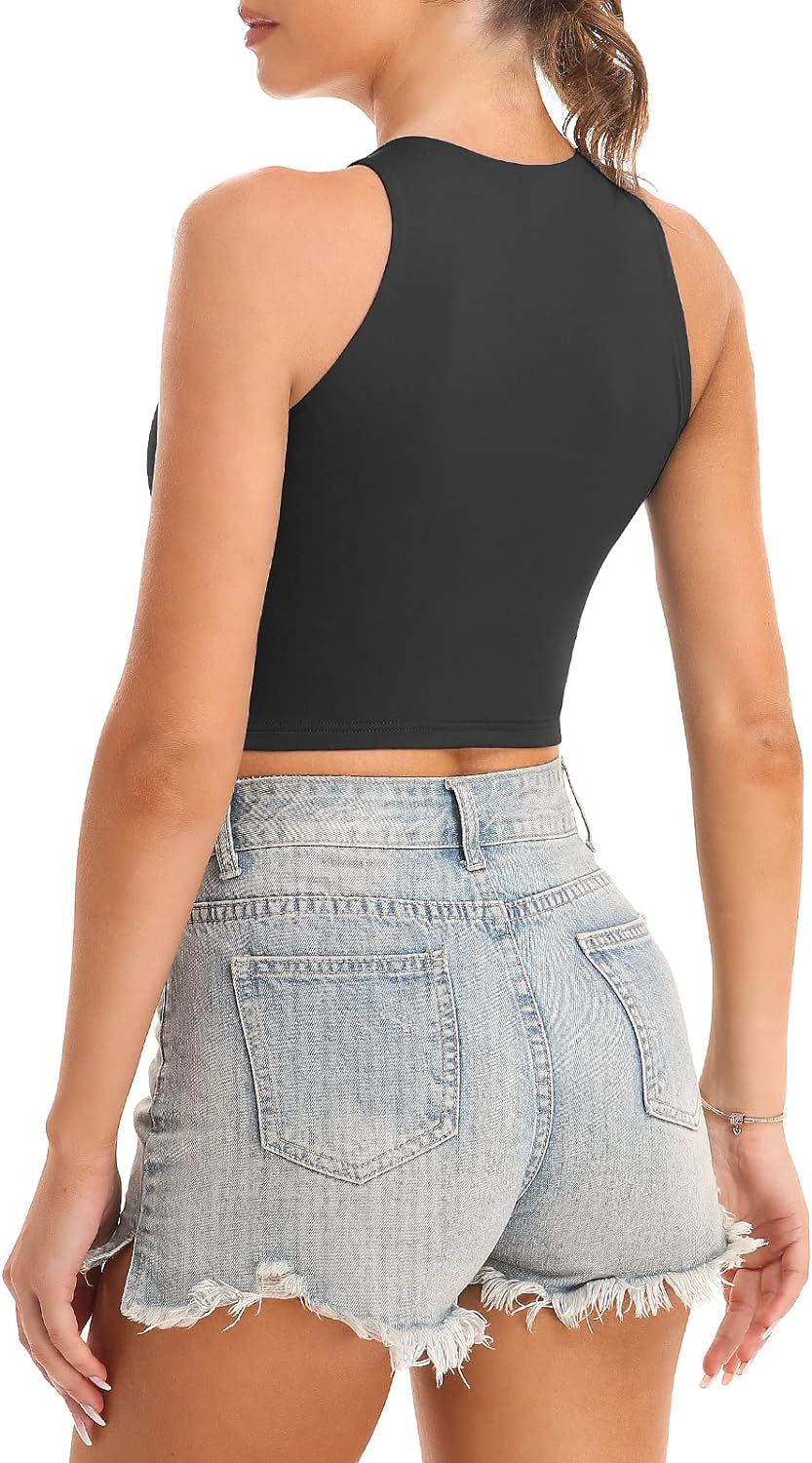 Stylish Women's Workout Crop Tops - Sleeveless Racerback Halter Neck Yoga Shirts (Pack)