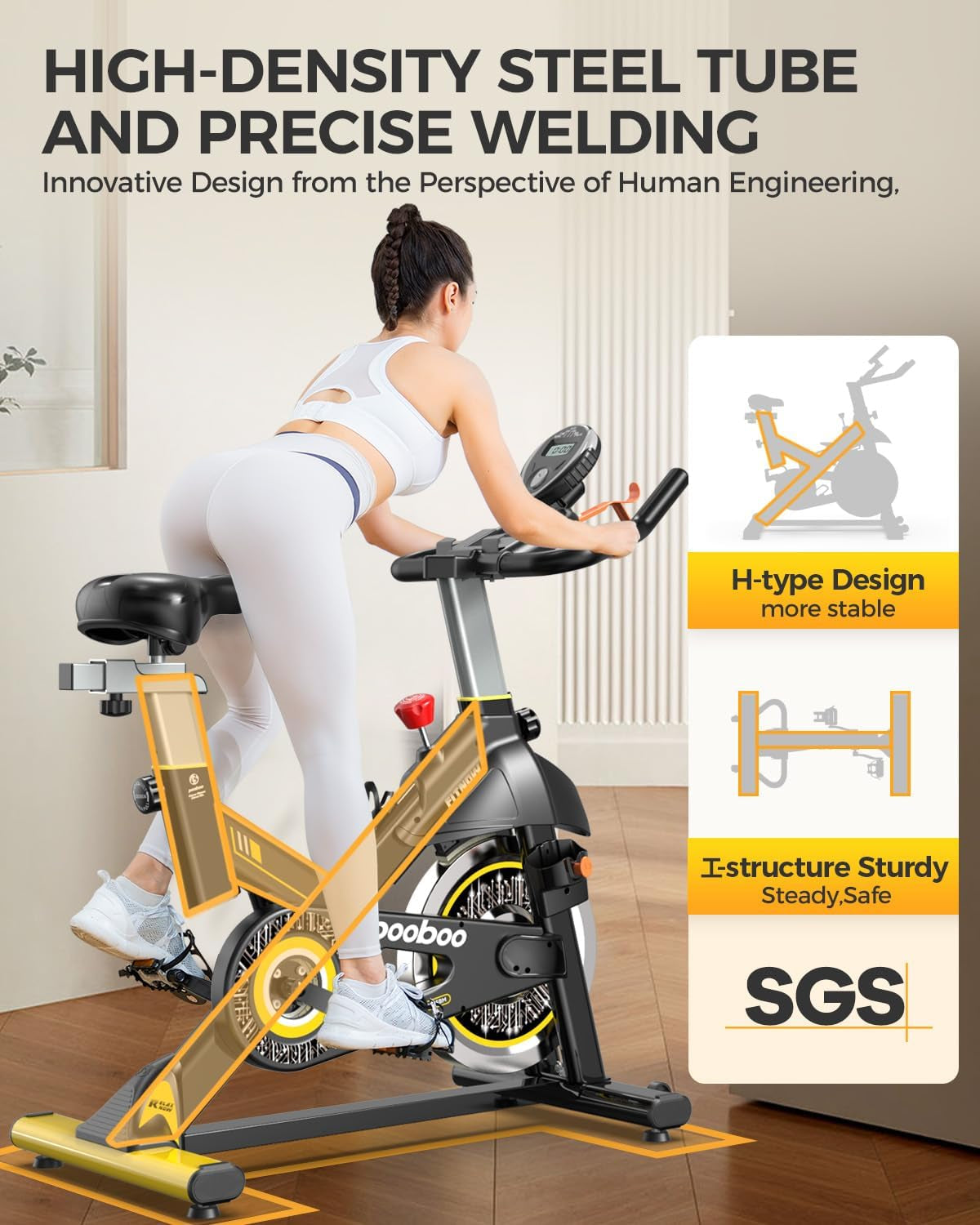 Adjustable Magnetic Resistance Indoor Cycling Bike with Silent Belt Drive and Enhanced Comfort Seat, 350 lbs Weight Capacity for Home Cardiovascular Fitness