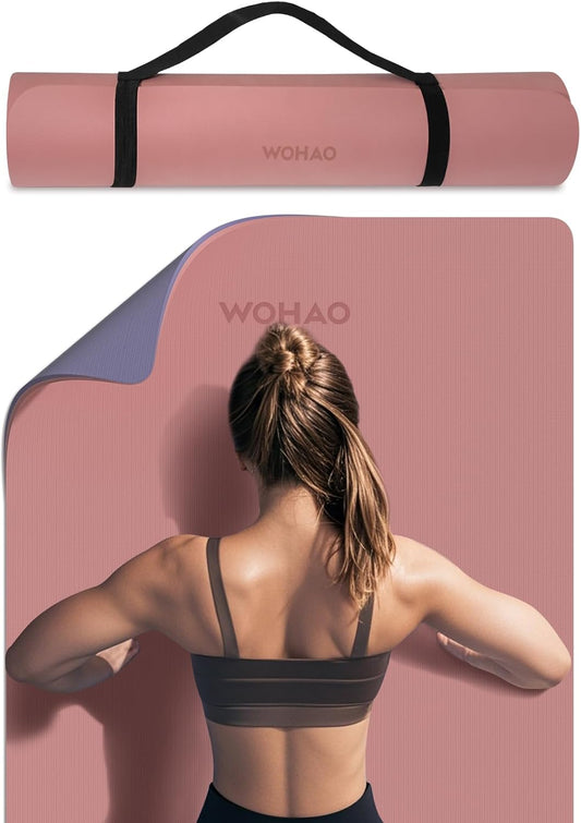 Extra Thick 8Mm Yoga Mat, 72"X28" Two-Sided Non-Slip Exercise Mat, Non-Toxic & Odorless with Carrying Strap for Yoga, Pilates, Home Gym