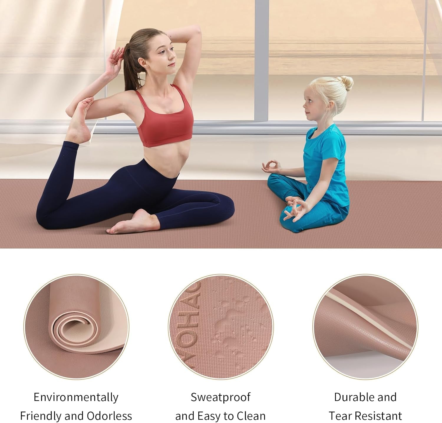Extra Thick 8Mm Yoga Mat, 72"X28" Two-Sided Non-Slip Exercise Mat, Non-Toxic & Odorless with Carrying Strap for Yoga, Pilates, Home Gym