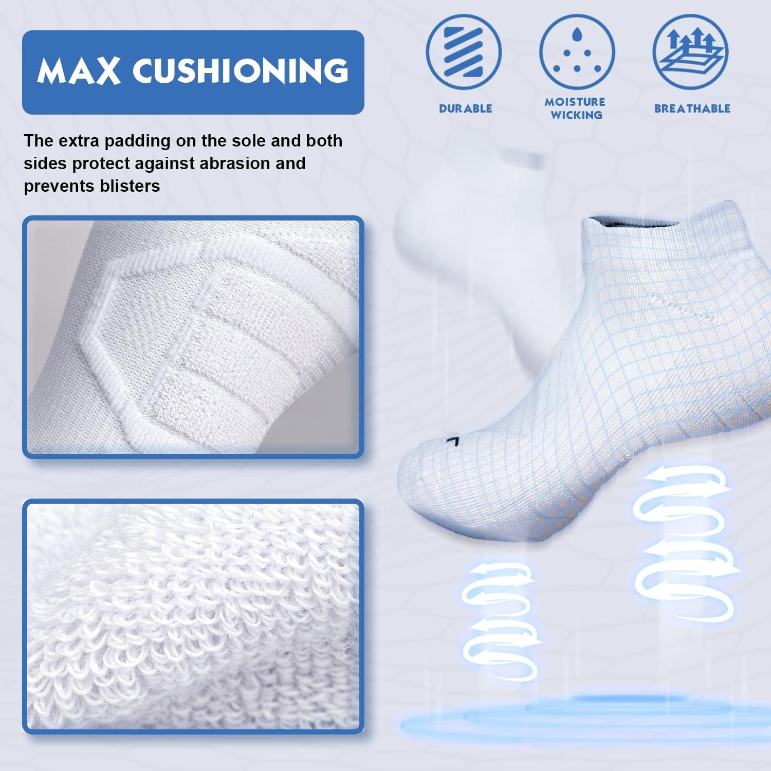 Ultimate Comfort Cushioned Low Cut Running Socks - Moisture-Wicking Performance