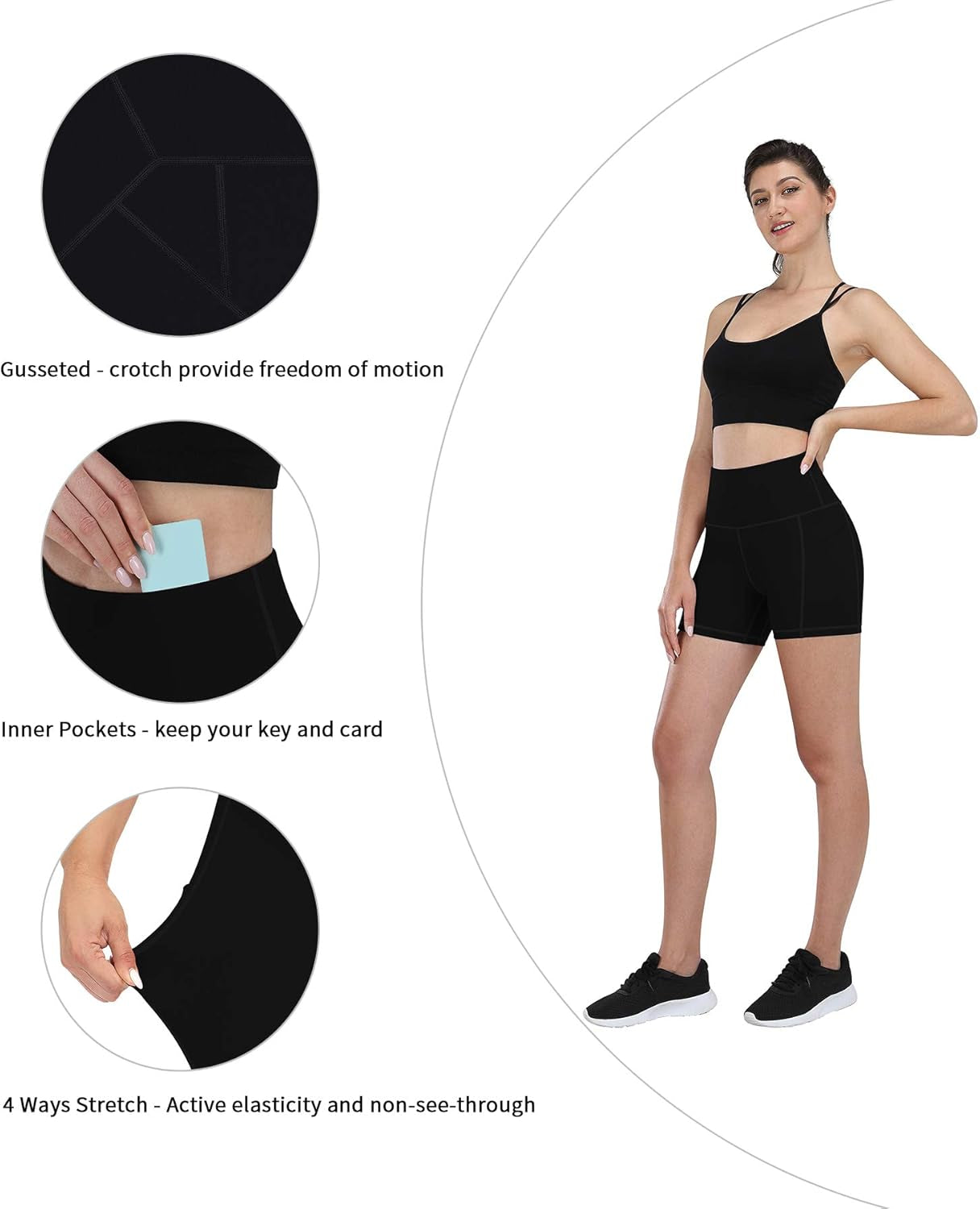 High Waist Biker Shorts for Women - 2 Pack 8"/5" Compression Workout Shorts with Pockets