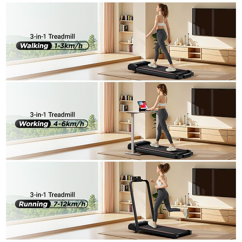 UMAY Walking Pad Treadmill with Incline, under Desk Treadmill with Diamond Pattern Running Belt, Lightweight Running Machines for Home Office with LED Display
